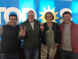 Marcelo Puella presidente del FRENAP- Gabriel Macchi presidente de PJ de Chascomus- Sebastian Bavio FRENAP de Guido- Alexa Oyamburu FRENAP de Chascomus. (15-09-2019)