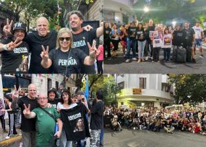 Marcelo Puella junto a compañeros y compañeras de diferentes agrupaciones peronistas, acompañado a Cristina Fernández de Kirchner en San José 1111, 18 de abril 2026
